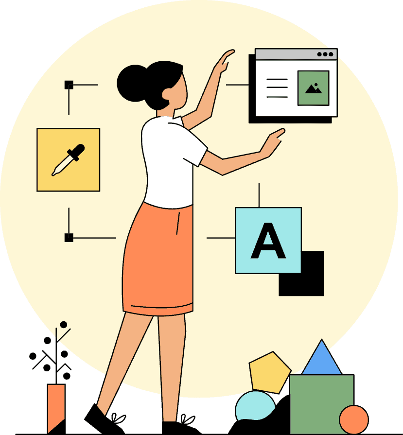 Get Started - animated woman hanging pictures
